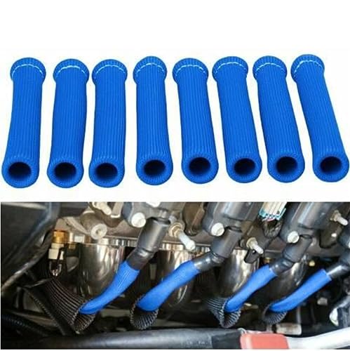 Spark Plug Wire Heat Shield Spark Plug Wire Heat Sleeve Spark Plug Wire Protection 2500 Degree High Temp Heat Tape Protect 8-Pack(Blue)… - color: Blue