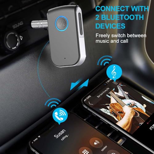 Bluetooth AUX Adapter for Car,3.5mm Wireless Receiver AUX Bluetooth Car Adapter,Hands-Free Call for Cars, Speakers, Stereo Systems and Headphones - color: grey