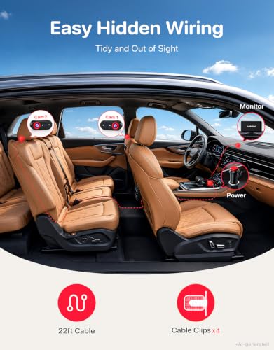 LUCKVIEW Dual Baby Car Camera, 5.2" Split Screen with 2 Cameras - color: Red