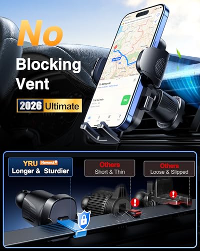 YRU True Military-Grade 360°Rotation Suction 2026 Ultimate Car Phone Holder - color: Red