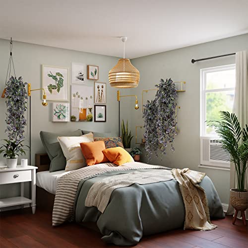 TOCHGREEN 3pcs Artificial Hanging Plants-3.6ft Fake Ivy Vine Purple Fake Ivy Leaves Faux Hanging Scindapsus Vine for Wall House Room Party Garden Indoor Outdoor Decoration