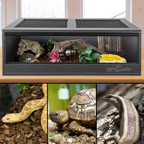 REPTI ZOO 35 Gallon PVC Reptile Tank, Reptile Terrarium for Crested Gecko Frog Lizard Snake Turtle Hermit Crab, 36x18x12 inch Leopard Gecko Enclosure with Sliding Door & Screen Ventilation - size: 36x18x12 inch