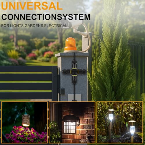 X-Shape 4-Way IP68 Waterproof Junction Box, Screwless Lever Quick-Release Cable Connector with M20 Glands, UL/ETL/CE Certified Outdoor Splice Box for Landscape Lighting, Underground, 4-12mm, Black - size: 4-Way M20X Waterproof Box