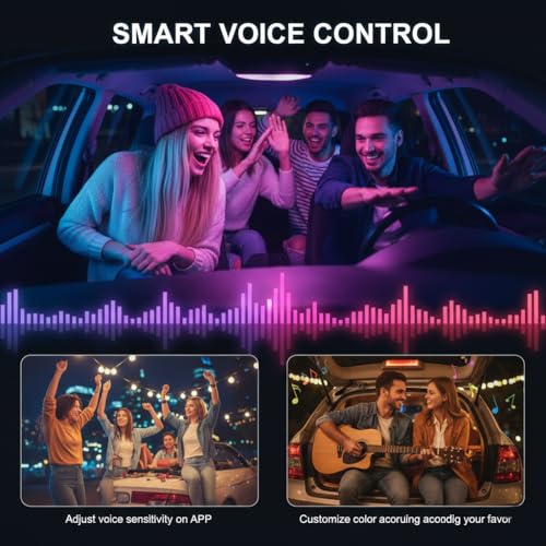Interior Car LED Strip Lights RGB Fiber Optic Trim Lighting 5 in 1,Wireless APP Ambient Lighting Kits 236 inches Fiber Optic, 16 Million Colors Car Neon Lights, Music Sync