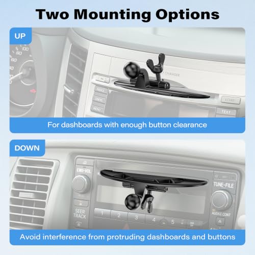 1Zero CD Slot Mount for Garmin GPS Navigator, 17mm Ball Mount Adapter