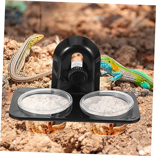 Toddmomy Reptile Feeding Bowl Container for Lizards Turtles Geckos and Durable Screw Type Design with Dual Compartment Easy to Clean Feeding Supplies for Reptiles
