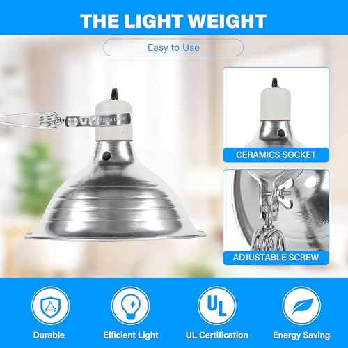 Simple Deluxe 100W Ceramic Reptile Heat Lamp Bulb & 150W Clamp Light with 8.5" Aluminum Reflector Combo for Amphibian Pets, Silver 2024 Version - size: 100 Watts, style: Bulb+Clamp Light