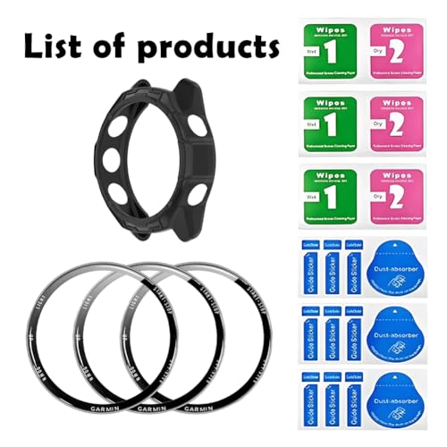 Watch Screen Protector for Garmin Forerunner 570 47mm and protective Case - color: Black