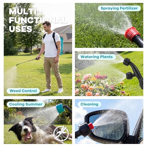 3.17 Gallon Battery Powered Backpack Sprayer, 0-65 PSI Adjustable Pressure, Electric Sprayer with 5 Nozzles and 1 Wands, 18V 2Ah Battery, Wide Mouth Lid for Weeding, Spraying - size: 3.17.