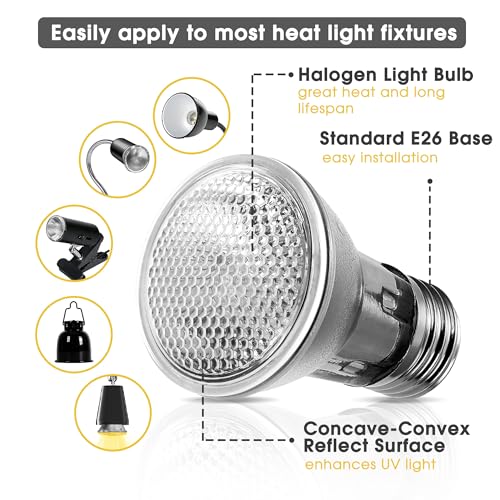Briignite Reptile Heat Bulb 2 Pack, 75W UVA Reptile Light Bulbs, Dimmable Heat Lamp Bulbs Basking Spot Light Bulb for Reptiles, Amphibian, Bearded Dragon, Lizard, Chicken - color: Cream-75w Th11