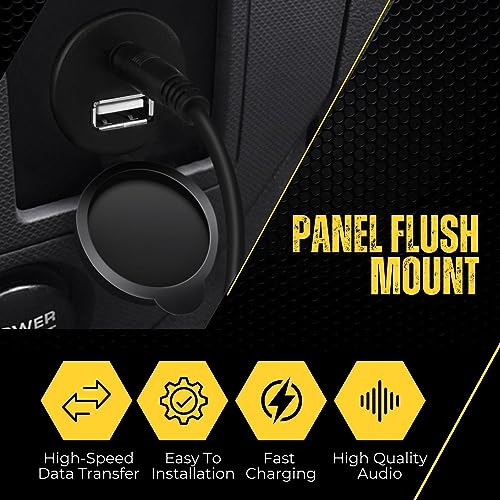 TNP USB AUX Flush Mount Cable, 3.5mm Dash Panel Port for Car and Boat, 3 FT - size: 3 ft