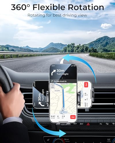 DIMONCOAT 【2026 Upgraded New Dual Metal Hook Car Phone Holder Vent Mount - color: Black