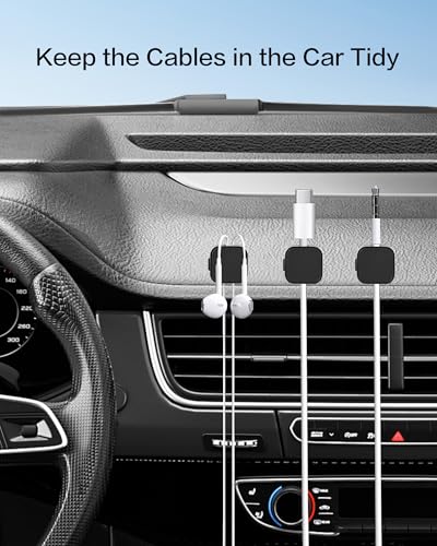 10 Pack Desk Cable Strong Adhesive Management Clips,Organize Phone Charging Magnetic Cable Wire Holder, Easy to Open, for Desk, Wall, Office, Car,Nightstand(Black) - color: Black