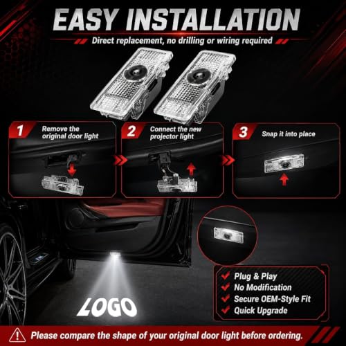 2Pcs Never Fade HD Door Light Logo Projector Compatible with BMW 1/2/3/4/5/6/7/M/X/Z/GT Series Car Accessories - color: YBD-004