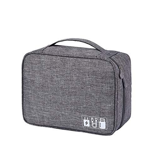 Portable Protection Hard EVA Case for External Battery,Cell Phone,GPS,Hard Drive,USB Charging Cable,Carrying Bag Mesh Inner Pocket,Zipper Enclosure,Universal Travel Pouch Bag - color: Silver