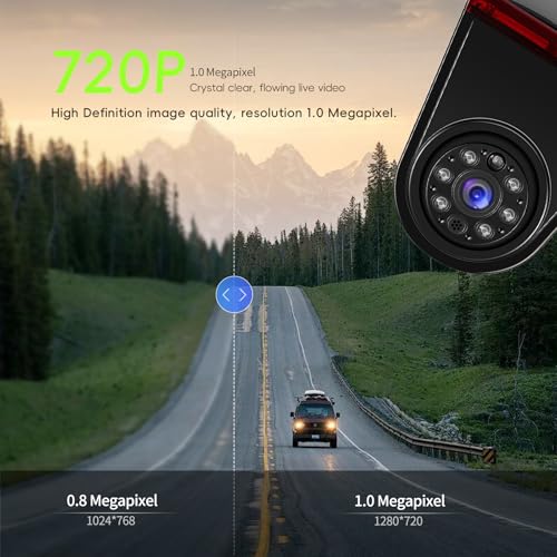 Brake Light Backup Camera for Ford Transit 150 250 350 2014-2018, AHD 720P / CVBS 480P, Waterproof Rear View Reverse Camera, Night Vision, Viewing Angle, Parking Assist, Roof Mount Back Up Cam
