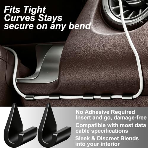 12Pcs Car Trim Cable Clips, Dash Cam Cable Clips Wire Management Cord Holder for Dash Cam Phone Chargers Vehicle Interior, Easy Installation, Suitable for Phone Chargers, Dash Cams