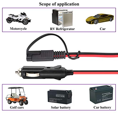 Cigarette Lighter SAE Cable,16AWG 12V Cigarette Lighter Male Plug to SAE 2 Pin Quick Release Disconnect Connector Plug Adapter Extension Charging Cable with Fuse and Switch(2.4m/7.8ft-M) - color: 2.4m-Male-Switch
