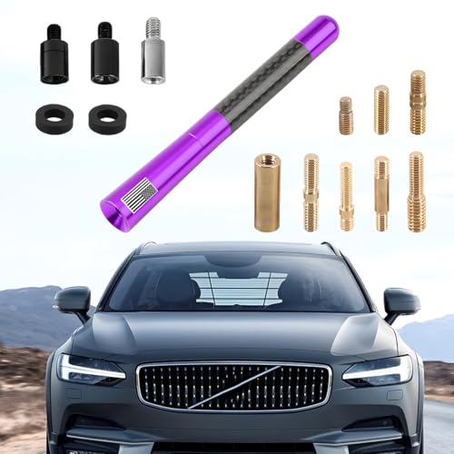 4.72 Inch Carbon Fiber American Flag Car Antenna, Purple - color: Purple