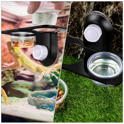 Alipis 2pcs Reptile Food Bowl with Suction Cup Escape Proof Water Dish Feeding Basin for Geckos Lizards and Small Crawling Pets