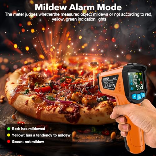Infrared Thermometer Gun, TEMIRUP Digital Laser Temperature Gun, -58°F to 1472°F, Non Contact IR Temp Gun with Color LCD for Industrial, Cooking, Griddle, Engine, HVAC,Adjustable Emissivity & Humidity - color: Orange -58°F~1472°F (-50°C~800°C)
