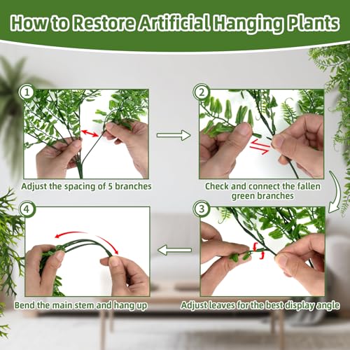 RAINFLOW 3PCS Artificial Terrarium Plants - Lifelike Reptile Habitat Vines, Fake Hanging Plants with Bendable Vine, Reptile Tank Accessories for Bearded Dragon, Chameleon, Lizard Snake Cage Decor