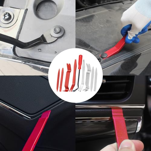 Auto Trim Removal Tool Kit, 17 Pcs Auto Car Trim Tool Set Plastic Pry Tool Kit for Car, Clip, Audio, Dashboards, Door Panel Window Molding Fastener Remover Tool Kit - color: Red