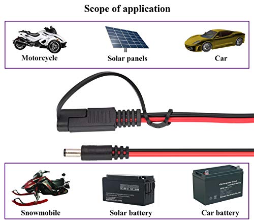 DC to SAE Connectors Cable SAE Plug to DC 5.5mm x 2.1mm Male Adapters Cables for Automotive RV Solar Panel Solar Battery Panels Connect Cables(0.5/1.5ft-2pack) - color: 0.5m-DC-2Pack