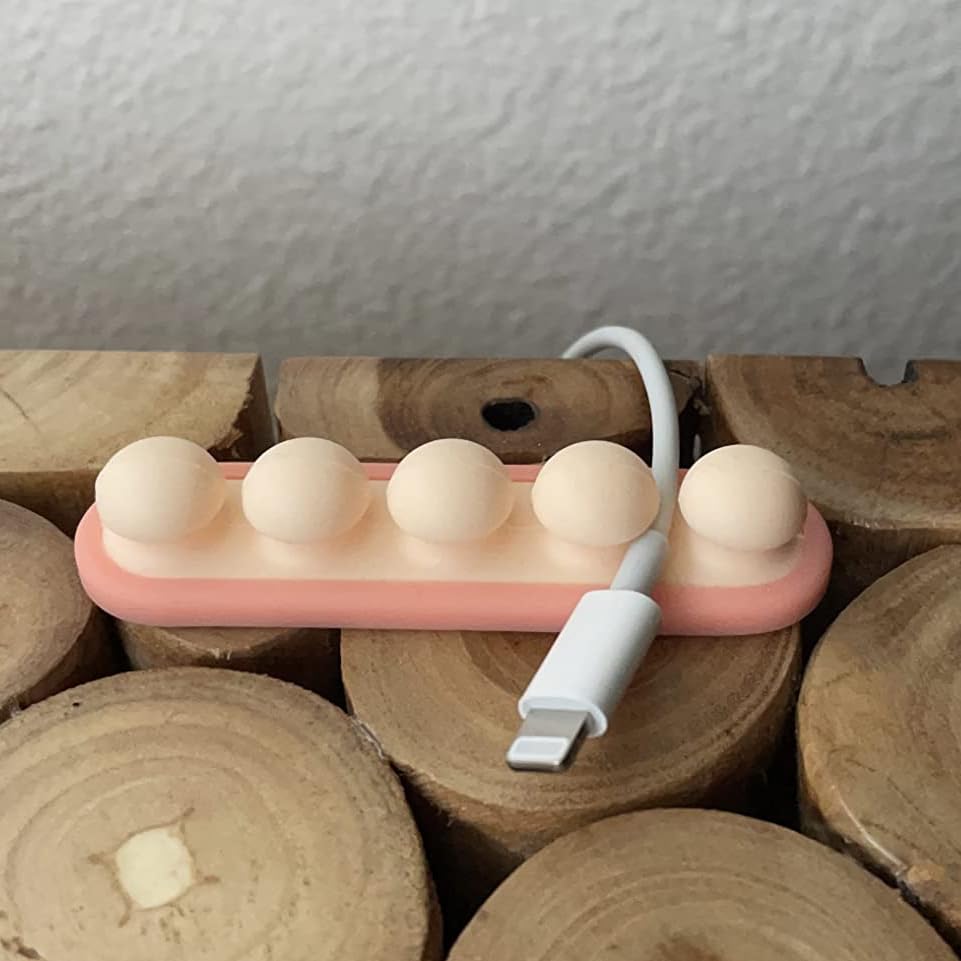 Cute Pea Cable Clips, USB Cable Organizer, Charging Cord Holder, Wire Management for Car Office Desk Workbench Bedroom Bedside Nightstand (6-Pack)