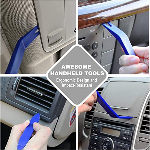 GLK Auto Trim Removal Tool Set, 5pcs Plastic Pry Tool Kit, Auto Trim Tool, Prying Tool, Car Door Panel Clip Revmoal Tool, Fasteners Remover - color: Blue