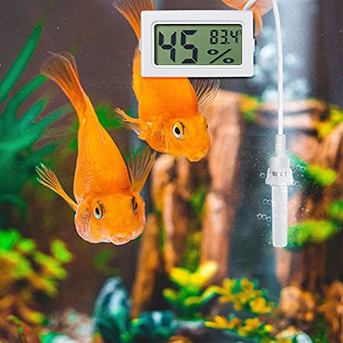 Weewooday Mini Digital Temperature Humidity Meters Gauge with Probe Gauge LCD Fahrenheit Display Thermometer Hygrometer for Incubator Reptile Plant Greenhouse Chicken Coop Garden(White, 3 Pieces) - size: White