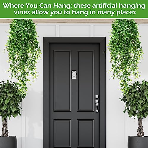 Hoteam 12 Pcs Artificial Hanging Plants 32 Inch Fake Ivy Vines with Fake Leaves Patio Artificial Plants Greenery for Living Room Indoor Outdoor Wall, No Basket (Ivy) - color: Ivy
