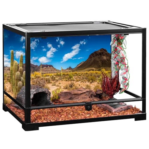 AWERT 30x18 inches Reptile Habitat Background Blue Sky Oasis Cactus Desert Terrarium Background Vinyl - size: 30x18in/75x45cm