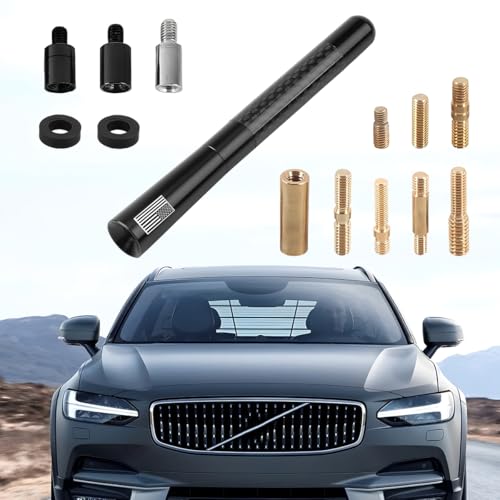 4.72 Inch Carbon Fiber American Flag Car Antenna, Black - color: Black
