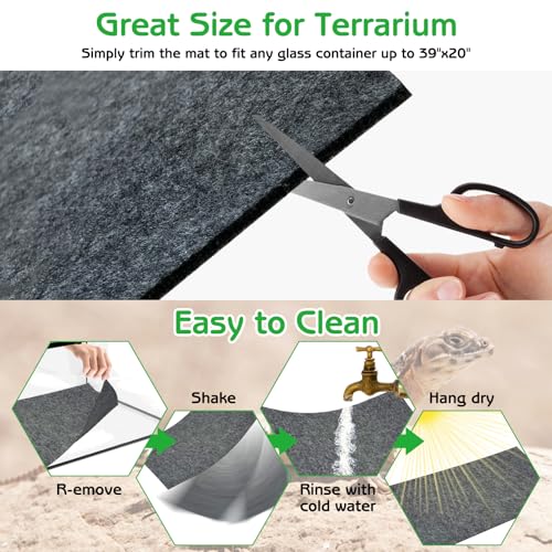 Tfwadmx Reptile Carpet, 4 Pack of Bearded Dragon Mat Terrarium Bedding Substrate Liner Reptile Mat for Snake Turtle Lizard Geckos Hermit Crabs (20'' X 12'')