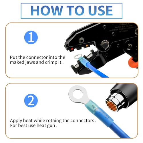 260Pcs Heat Shrink Wire Connectors Kit - Marine Automotive Electrical Connectors - Crimp Terminal Set for Electrical Wiring - Waterproof Fork Spade Ring Butt Connector Assortment