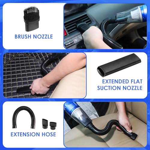18PCS Car Cleaning Kit, Car Interior Detailing Kit with Blue High Power Handheld Vacuum, Detailing Brush Set, Windshield Cleaner, Cleaning Gel, Complete Auto Accessories for Men, Women - color: Blue