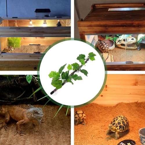INOOMP Artificial Climbing Vines for Reptile Terrarium, Flexible Fake Green Jungle Vines with Suction Cup, Simulation Decorative Plants for Lizards, Snakes, Amphibians Habitat