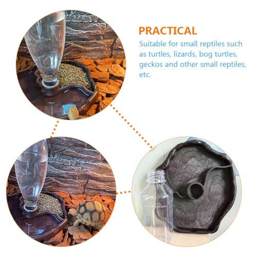 SUPVOX Automatic Reptile Waterer and Bearded Dragon Feed Bowl with Water Reservoir, Portable Turtle and Lizard Feeding Dish for Terrarium Use, Deep Coffee Color
