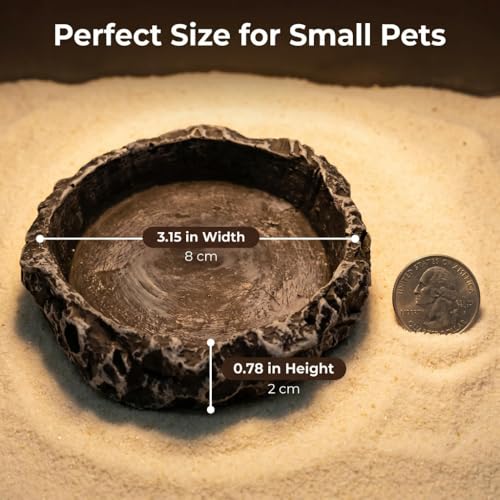 1PCS Leopard Gecko Tank Accessories,Reptile Water Dish & Food Bowl Set with Feeding Tweezers for Leopard Gecko, Lizard, Frog, Snake, Chameleon, Tortoise