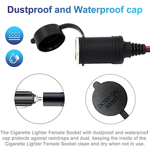 12V/24V Heavy Duty Cigarette Lighter Extension Cord 26.1FT 16AWG 15A - size: 26.1FT