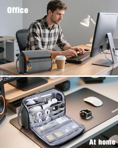 Smasrob Electronics Organizer Travel Case, Tech Bag Charger Pouch, Gray - color: Gray