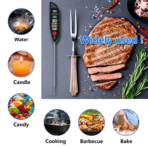 BOMATA Digital Water Thermometer for Water, Liquid, Candle and Cooking. Instant Read Food Thermometer Waterproof IPX7 with Long Probe for Cooking, Meat, BBQ! T101 (Black Color)… - color: Black