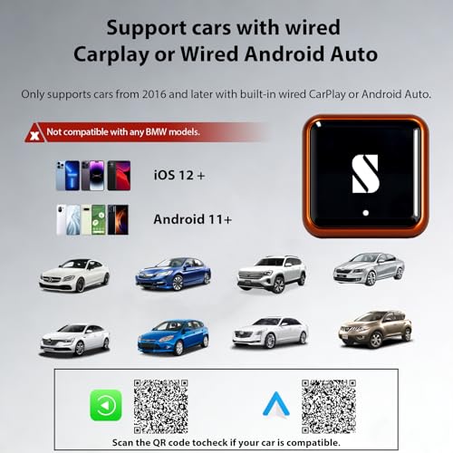 sunweyer Wireless CarPlay Adapter S46 Orange L-Shape Apple Android Auto