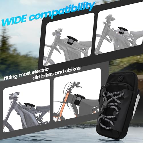JFG RACING Universal Frame Battery Bag for Electric Dirt Bike,Black Pouch - color: Black, size: 7.36"Lx 3.54"W