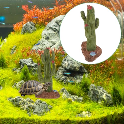 OUNONA Artificial Cactus for Reptile Terrarium Decor, Fake Plants for Turtle Habitat, Desert Environment Accessories for Bearded Dragon and Snake Climbing, Plastic Reptile Tank Ornament