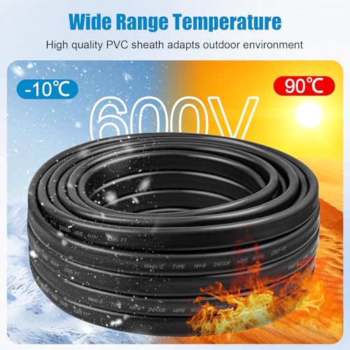 6/2 Wire with Ground - 15FT 6 Gauge NM-B Non-Metallic Sheathed Cable 100% Pure Copper 6 AWG 2 Conductor Residential Indoor Wire for Outlets, Switches, Other Loads and Lighting Wiring Projects etc. - size: 15FT, style: 6AWG/2