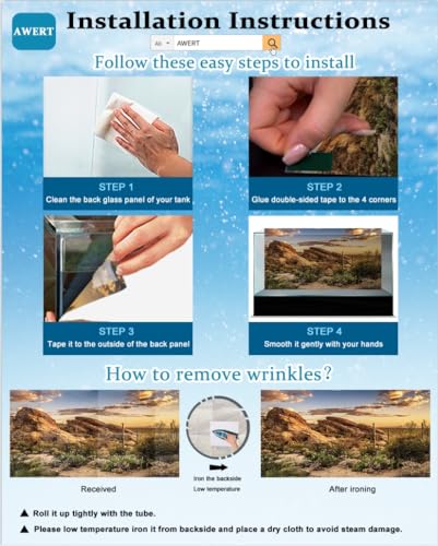AWERT 30x18 inches Ocean Floor Aquarium Background Underwater Fish Tank Background Undersea Theme Aquarium Background - size: 30x18in/75x45cm