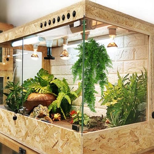 2 Pack Reptile Tank Accessories, Artificial Reptile Plants Hanging Vines Climbing Terrarium Plant with Suction Cup for Bearded Dragons Lizards Snake Hermit Crab Tank Habitat Decorations