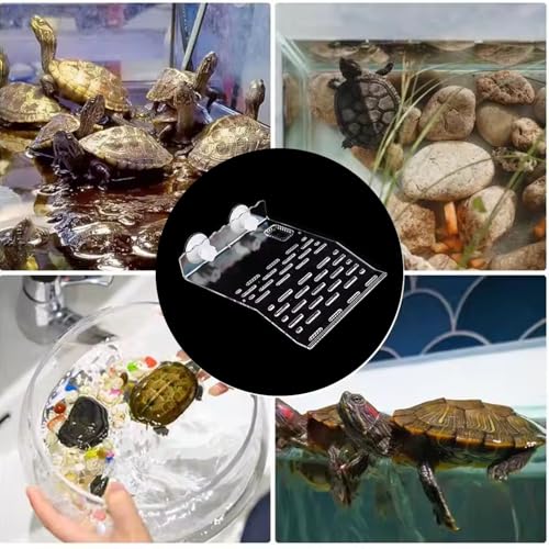2Pcs Turtle Basking Platform for Aquarium, Turtle Floating Platform for Tank, Docks for Basking with Two Sucker Cap, 8" Width Resting, Area Acrylic Material for Reptile